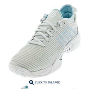 K- Swiss Women's Hypercourt Supreme Tennis Shoes Barely Blue and White